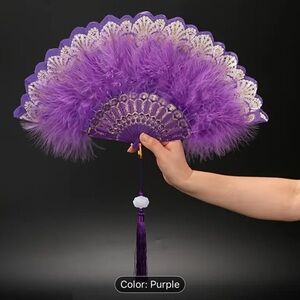 Elegant Purple Feather Fan